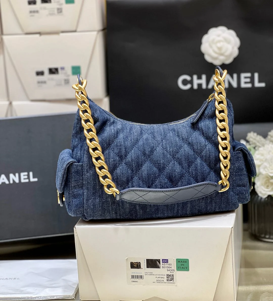 Сумка Chanel 25c Denim Hippie Bag - синяя