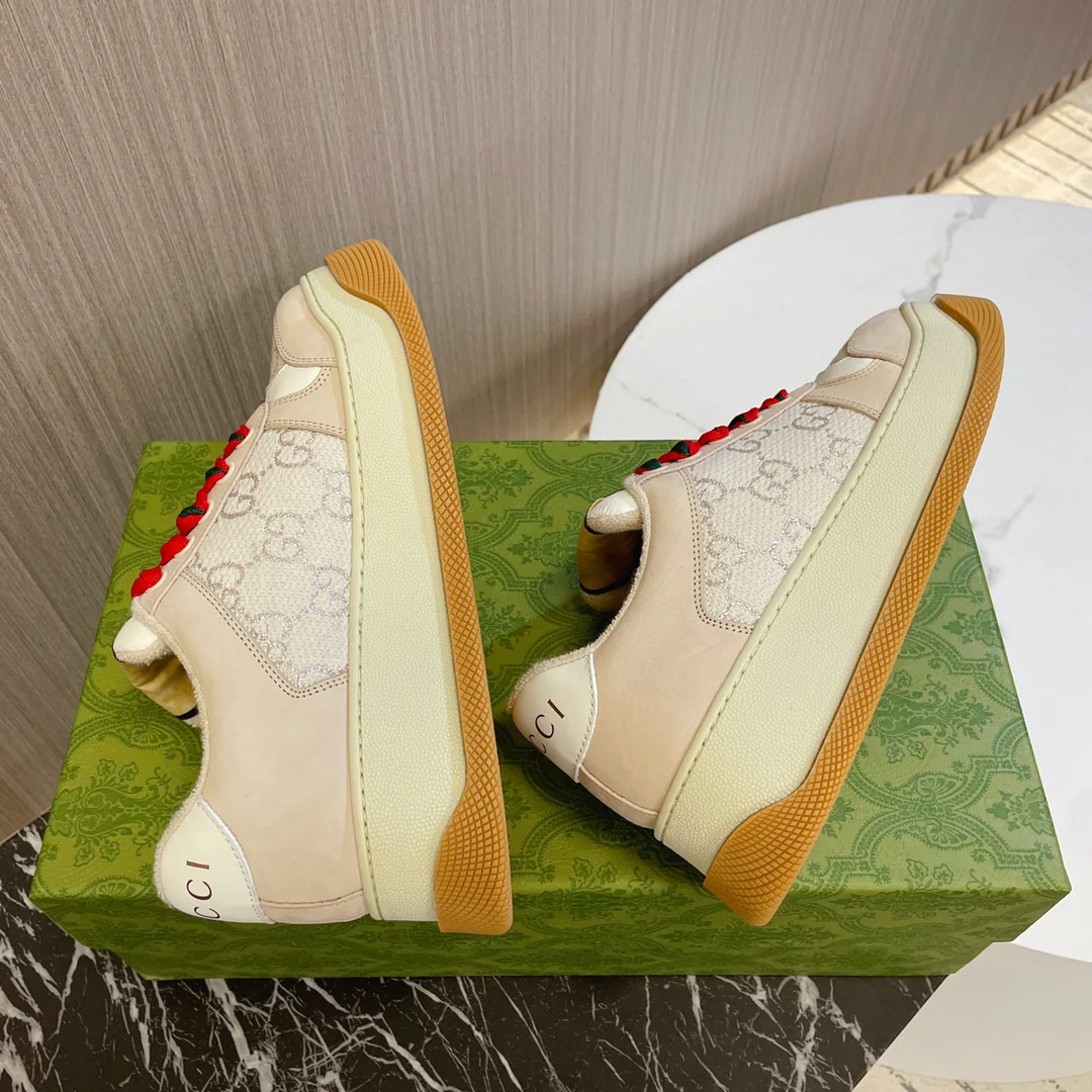 Новинка Gucci 2023 года - Туфли на платформе Dirty Shoes - Бежевые