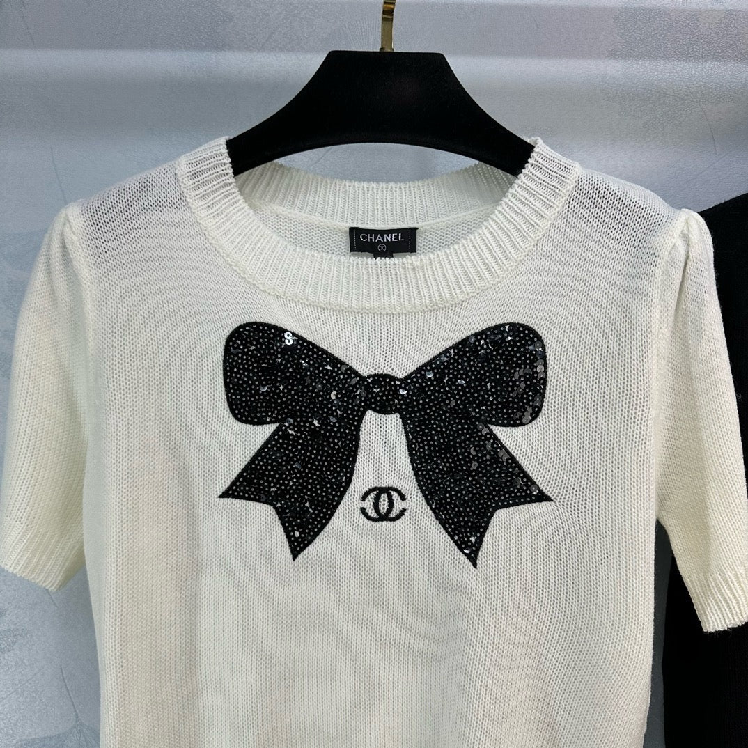 Chanel - 2403 - 24 Новый вязаный свитер с бантом для ранней весны