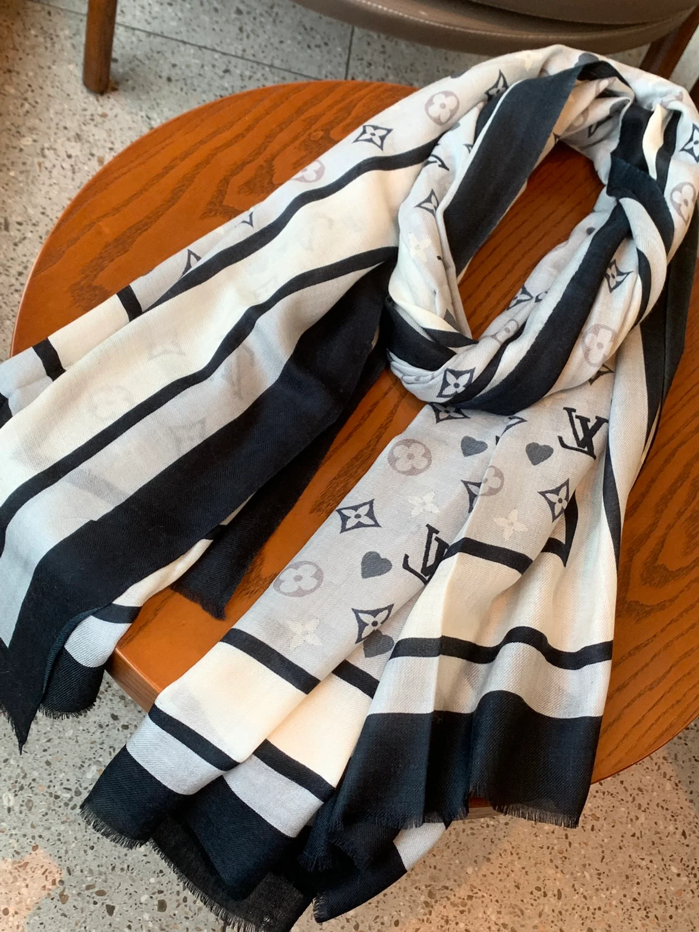 Длинный шарф Chanel с узором в виде открытки - 110-200 см - 100 г - Кашемир премиум-класса