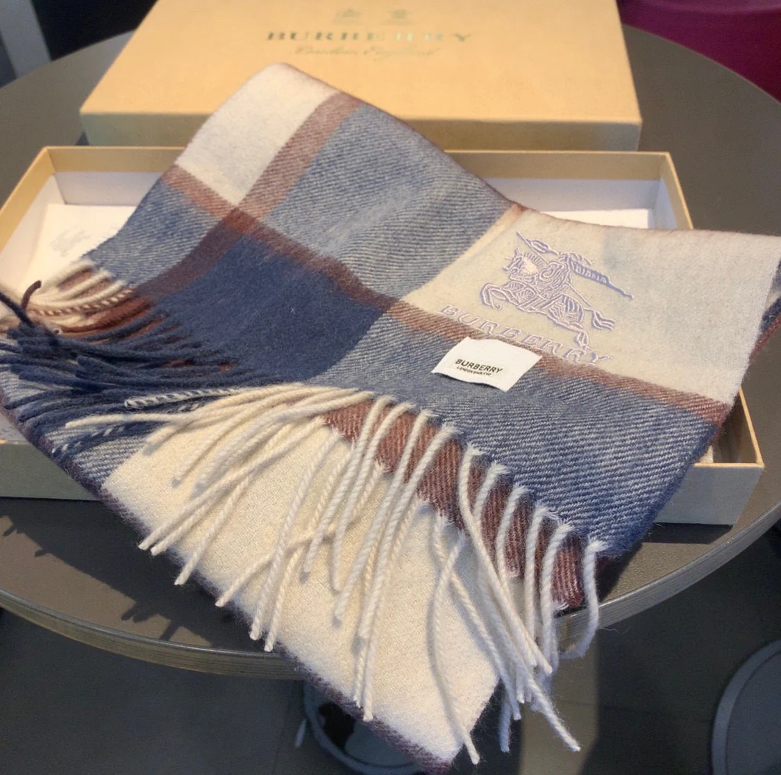 Флисовый шарф Burberry в клетку - 35 см - 180 см