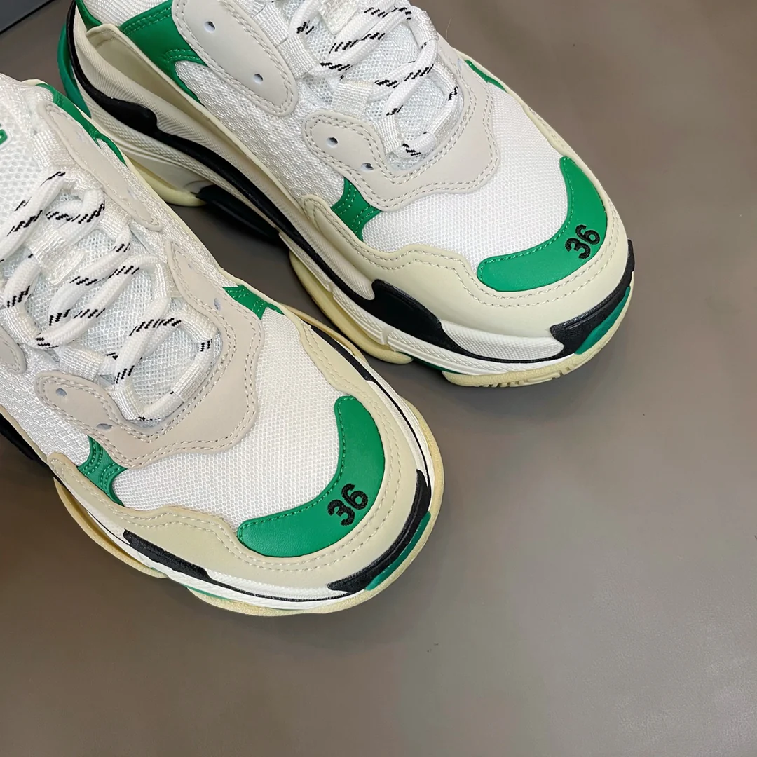 Кроссовки Balenciaga Triples на платформе, массивные спортивные кроссовки, бело-зеленые.
