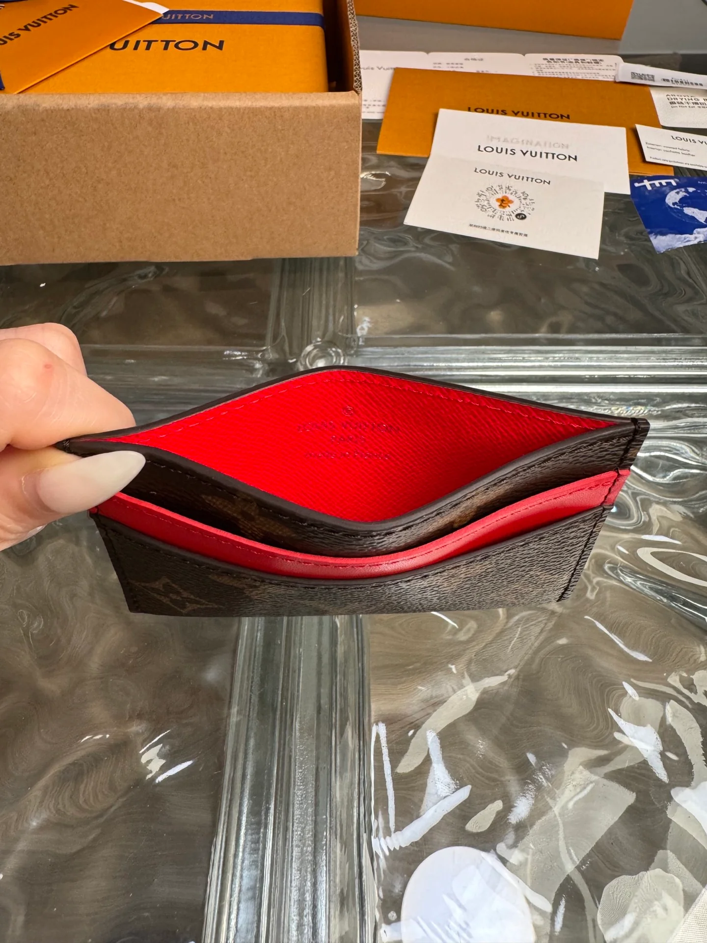 LV-m12840-monogram-macassar card holder-peach pink