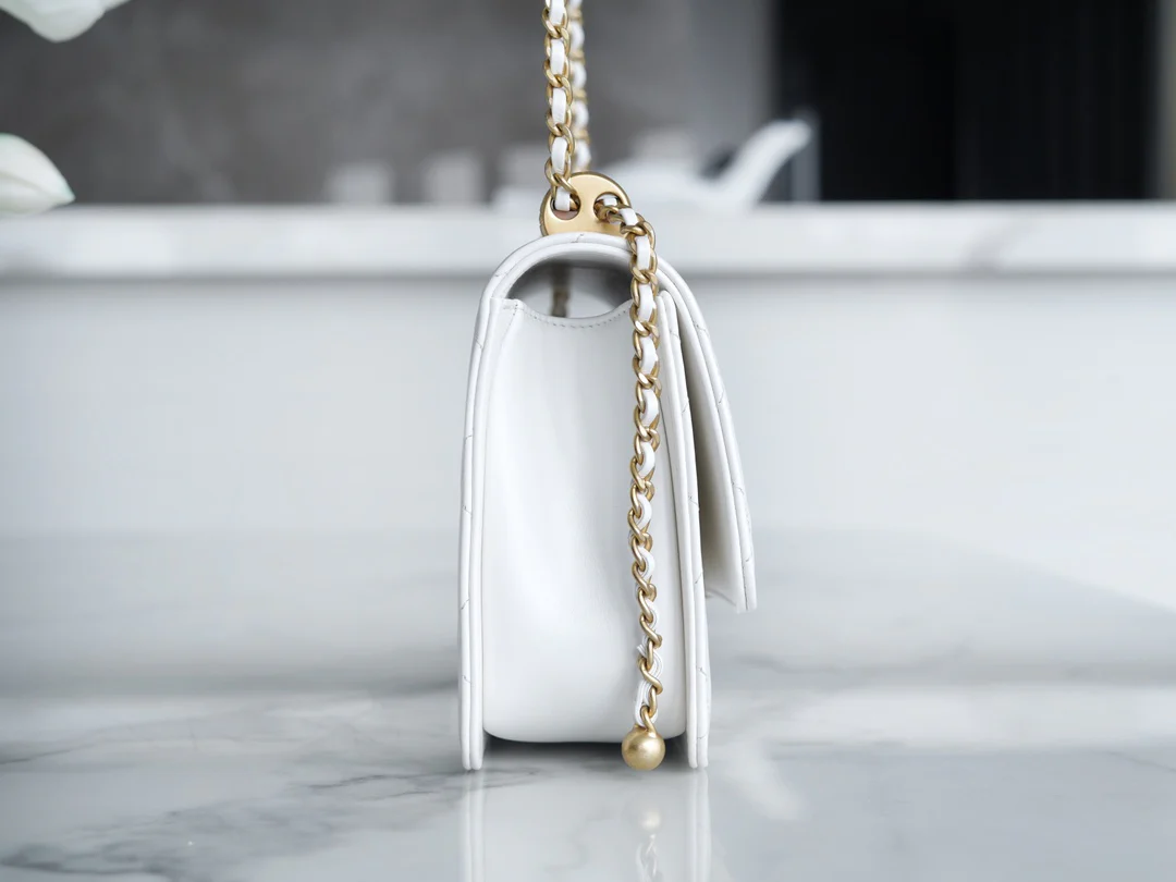 Chanel 24c Double Gold Ball CF Mini 19 White 1