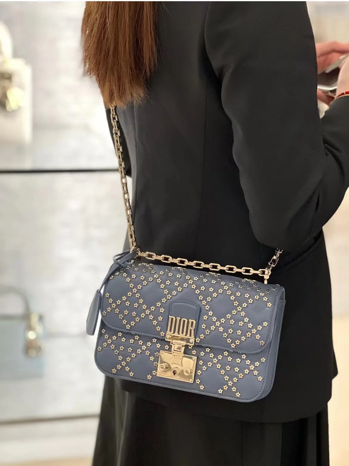 Сумка Dior Addict с цепочкой и замком - Лимитированная серия к фестивалю Циси - Синяя