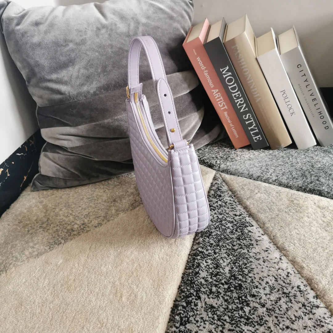 Сумка через плечо Celine Ava - из овечьей кожи в клетку - сиренево-фиолетовая