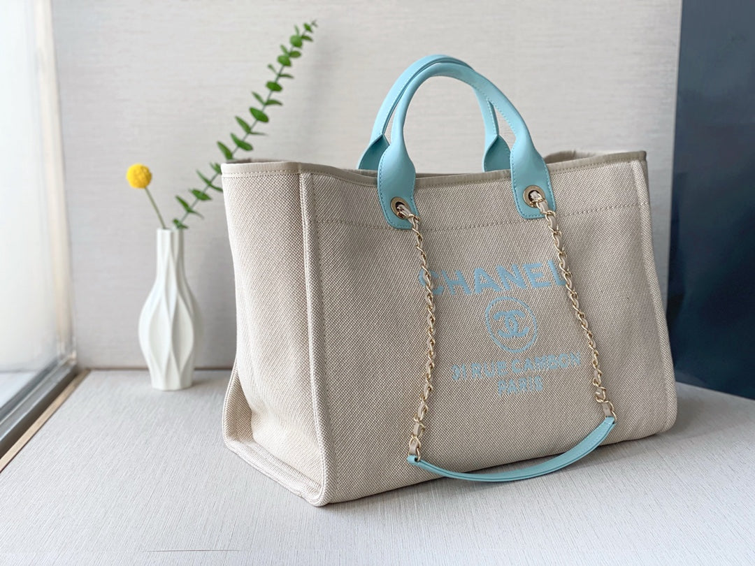 Пляжная сумка Chanel из коллекции Весна/Лето 2022 - Синяя - Большая