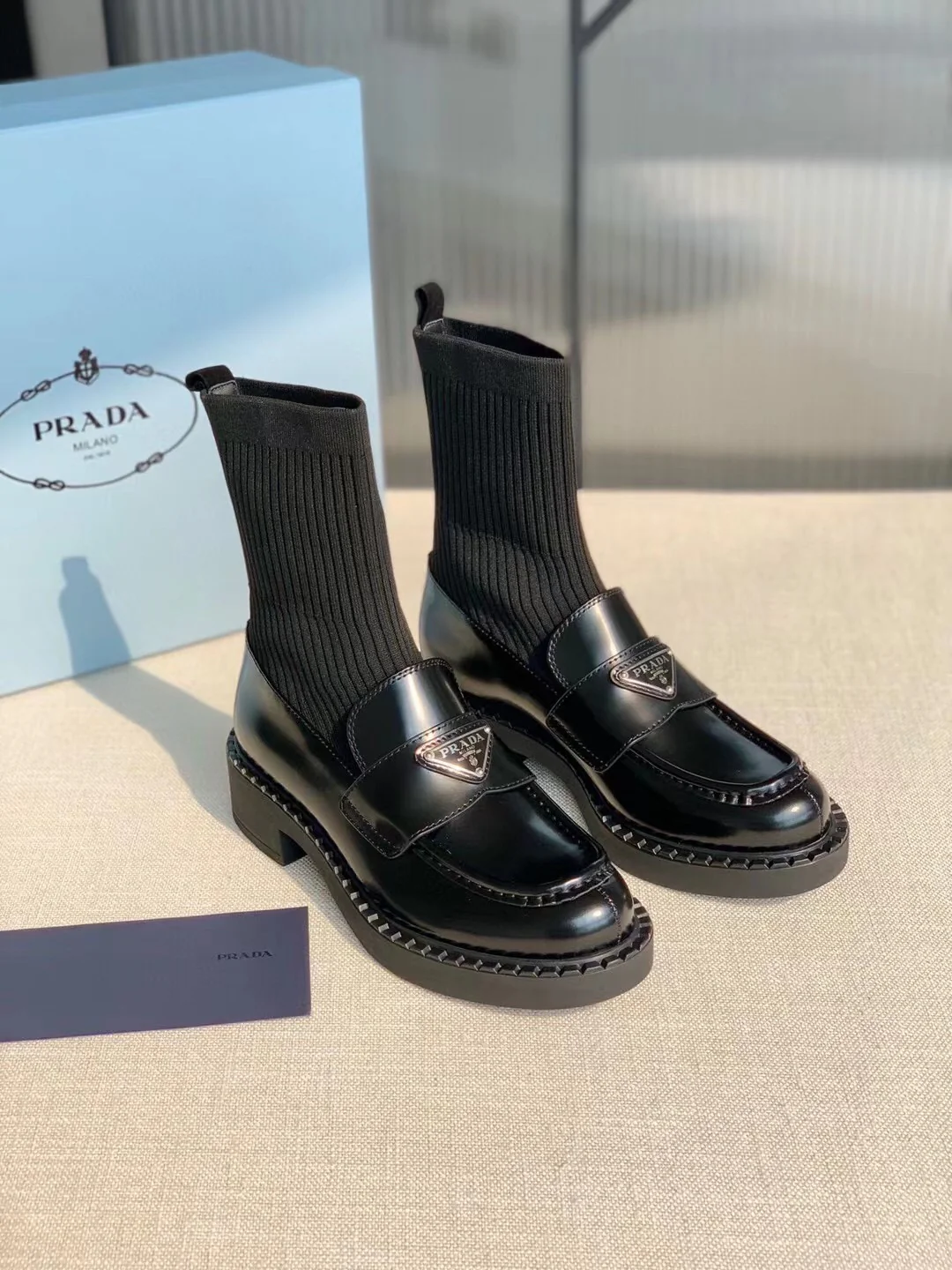 Обувь Prada - Prada - классические ботильоны-носки - лоферы - черные