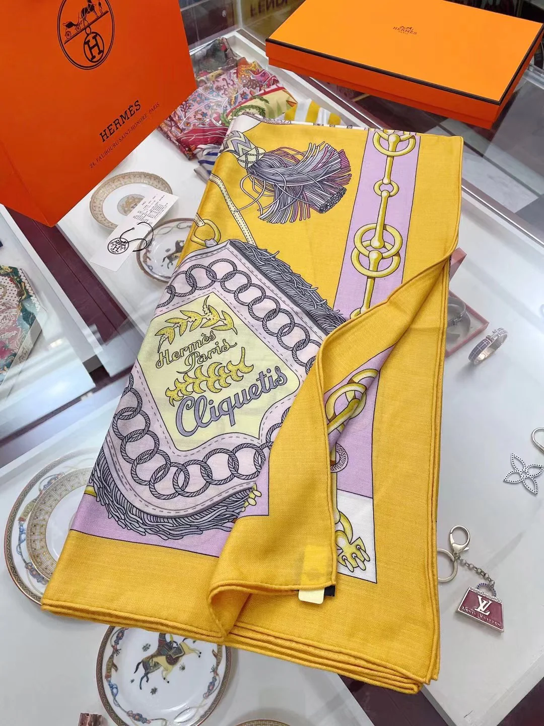 Hermes - Sabre March - Кашемировый шарф ручной работы, 140 квадратных дюймов.