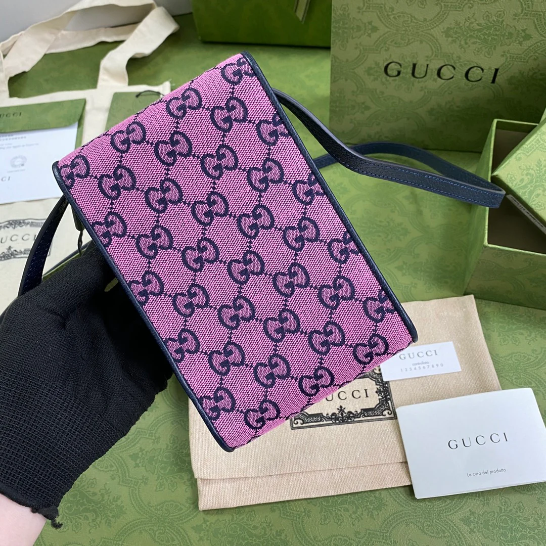 Сумка для мобильного телефона Gucci из серии Marmont — розовато-фиолетовая — 11-5-18-3-5 см
