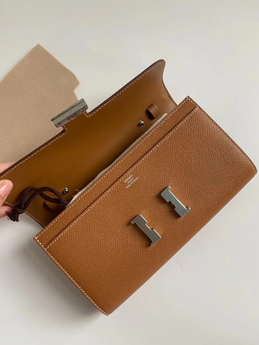 Hermes Constance to Go - Золотисто-коричневый - Серебряная пряжка