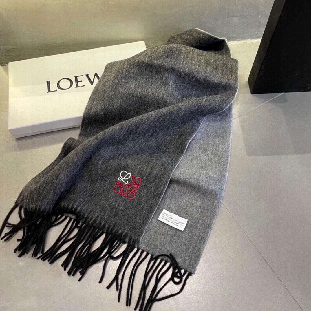 Шарф Lolwei с вышивкой ?Водяная рябь? — 100 шт. — Кашемир — Железно-серый