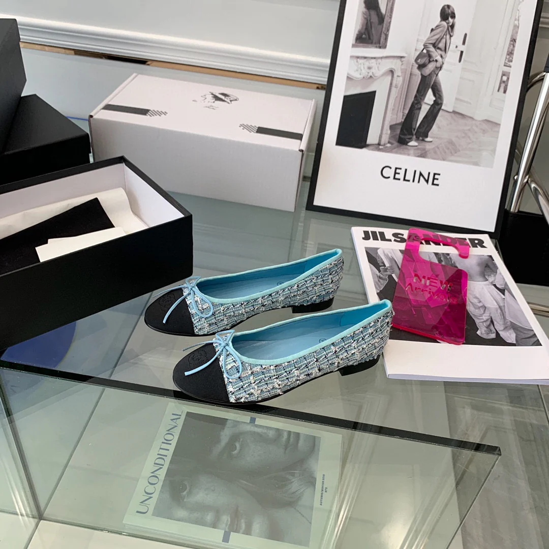 Классические балетки Chanel - Синие - 1