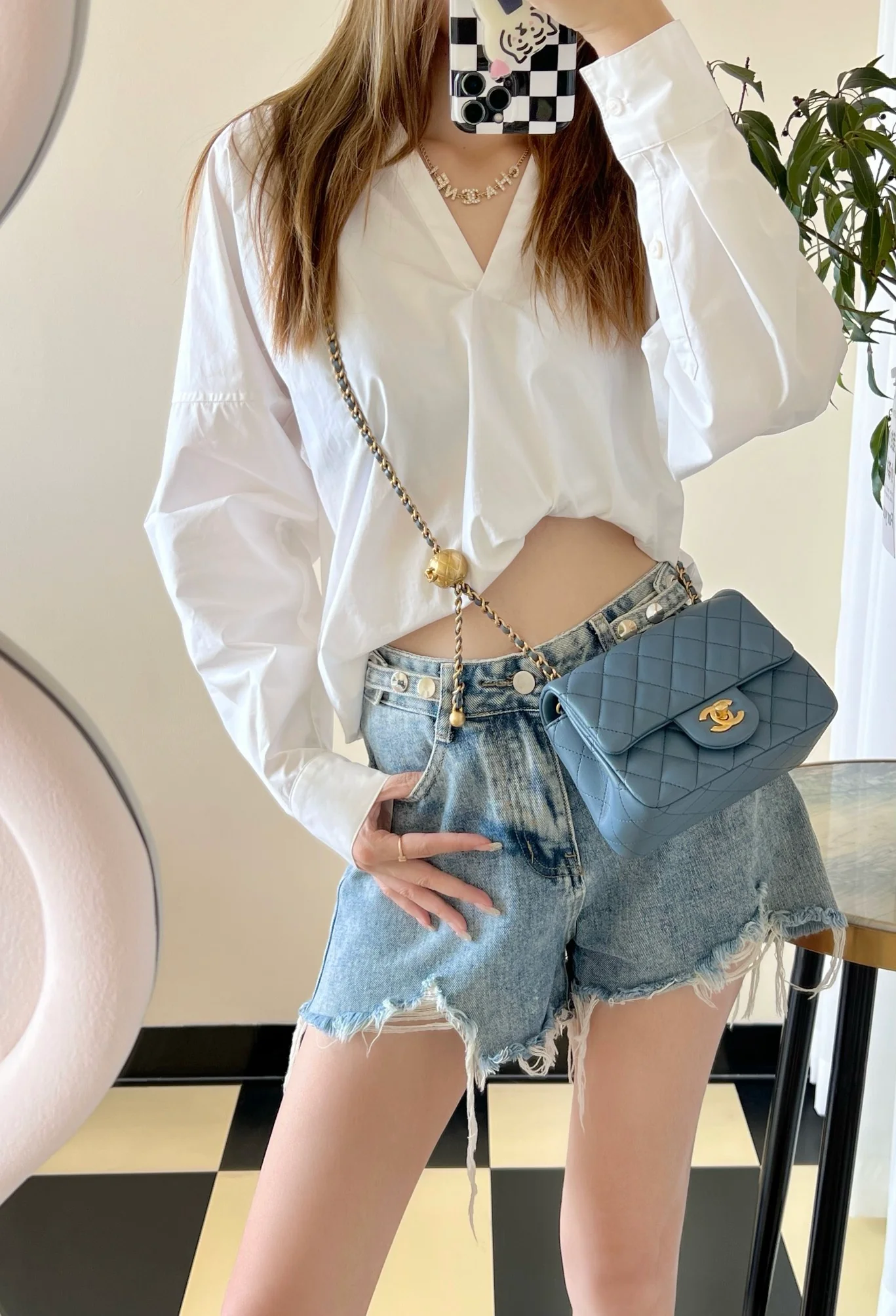 Chanel - CF Golden Ball Square Fat Man - Denim Blue