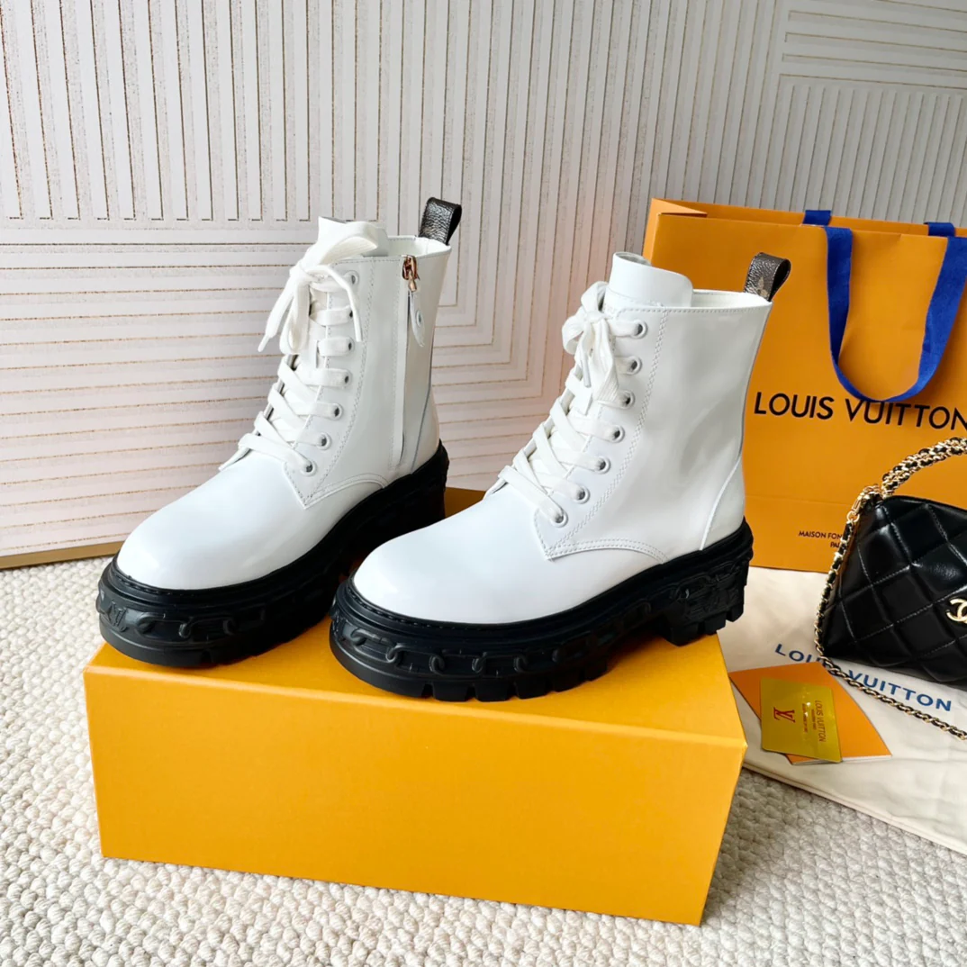 Ботильоны на платформе LV-2024 - белые - 1 шт.