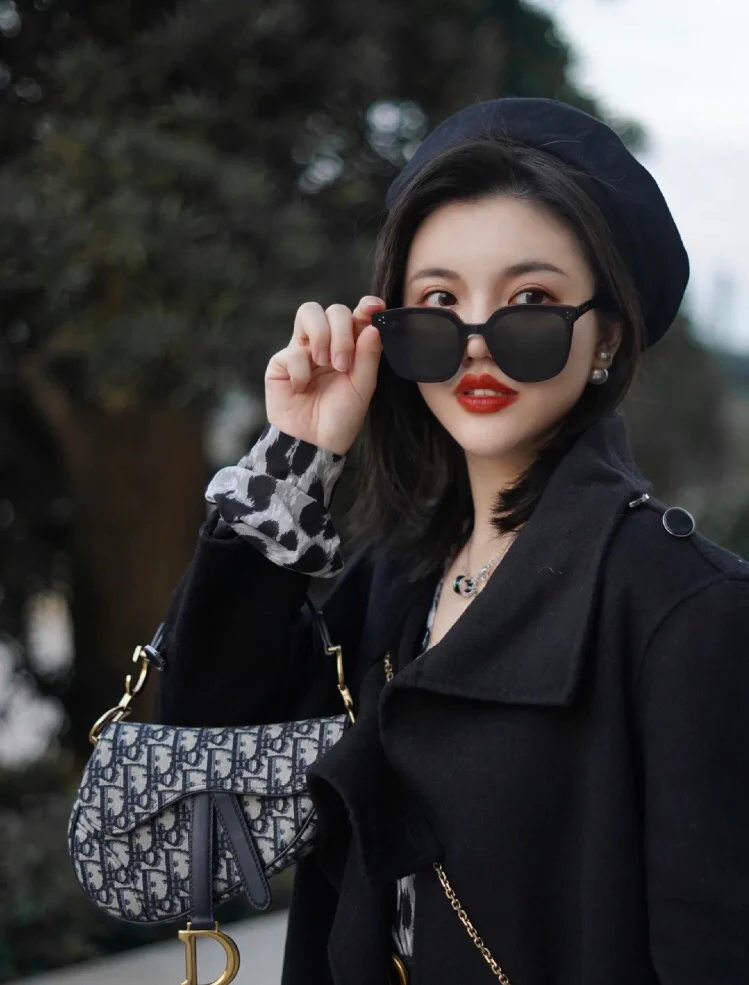 Сумка Dior Saddle Bag - Канва - Маленькая, синяя - 19,5 см