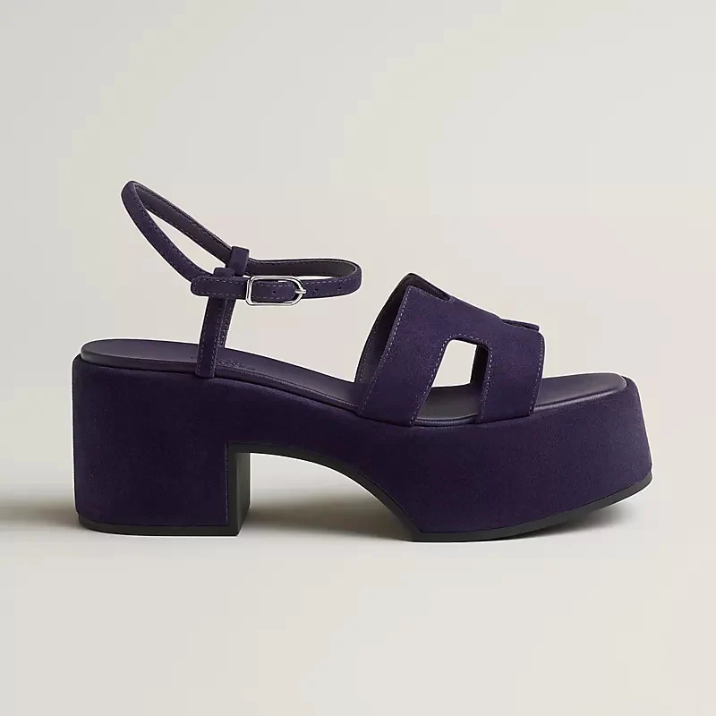 Босоножки на высоком каблуке Hermes Second Uncle 2024 года — фиолетовые.