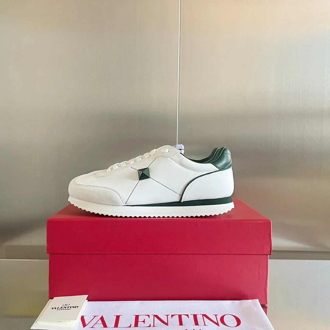 Спортивные повседневные туфли Valentino с заклепками - для пар - зеленая отделка