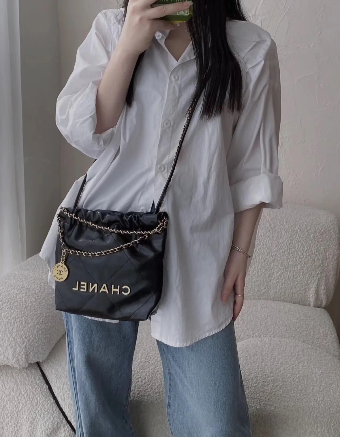 Мини-сумочка 23s-22 - Натуральная кожа - Черно-золотая