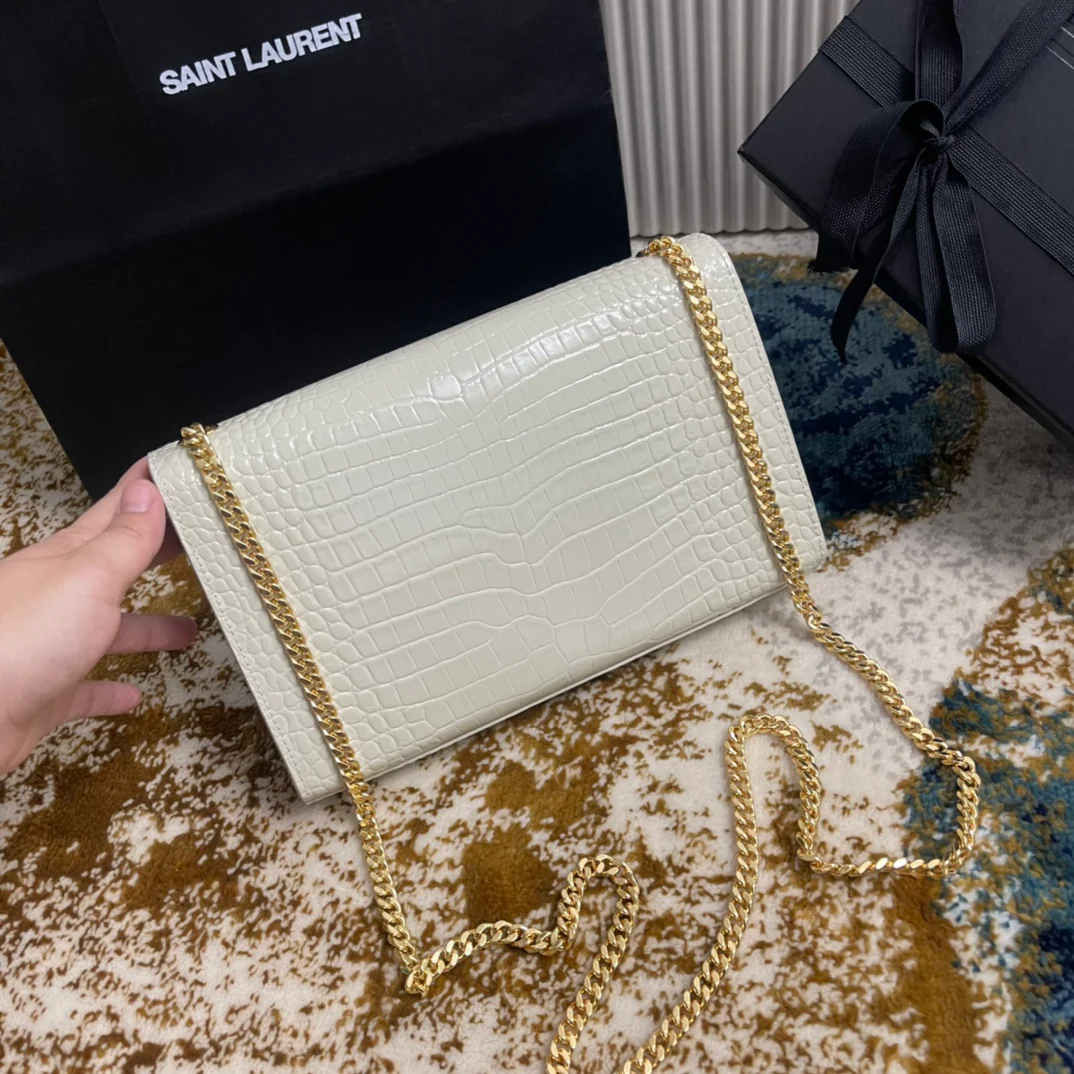 Сумка YSL Kate с цепочкой и крокодиловым принтом - Средний размер - 10