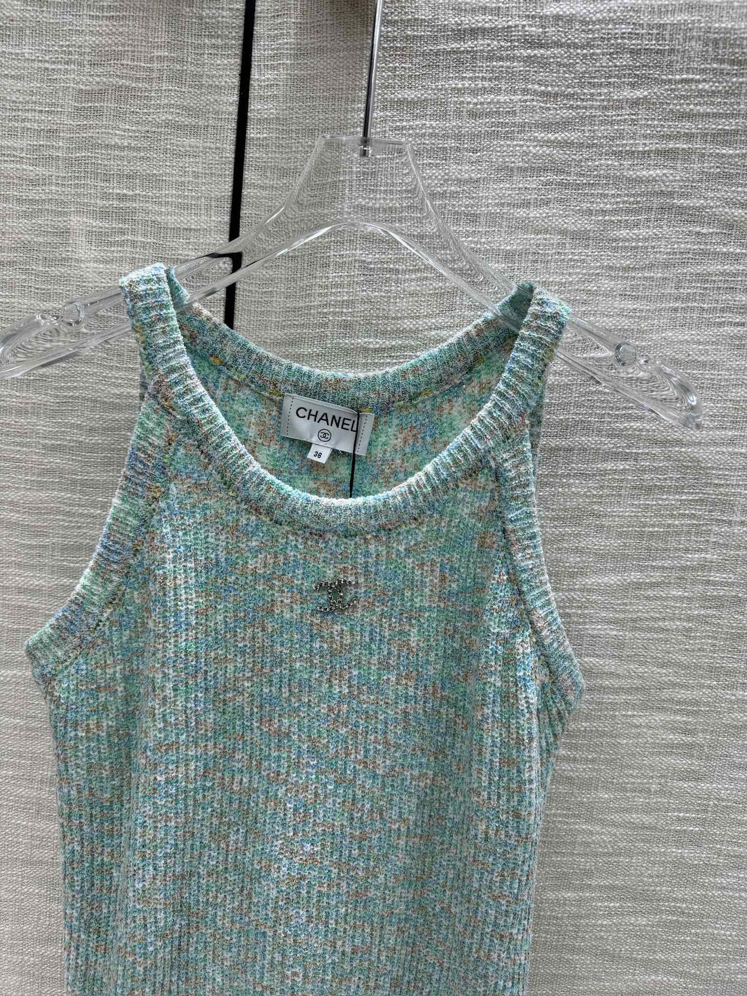 Chanel 2403 - Разноцветная вязаная майка - Зеленая