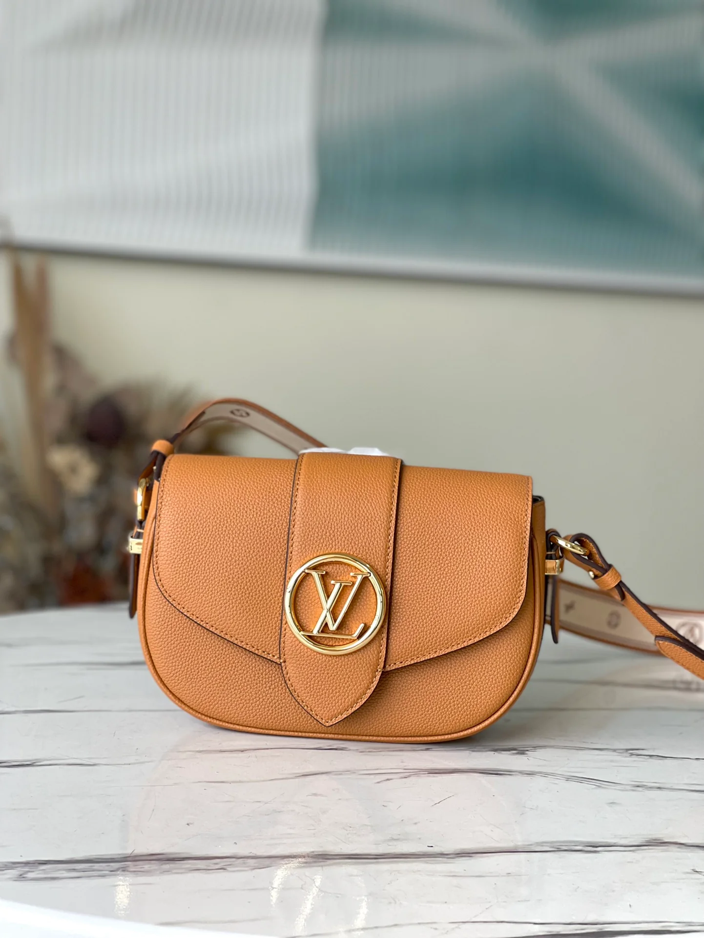 m58729-LV-pont-9-soft-medium handbag-golden orange
