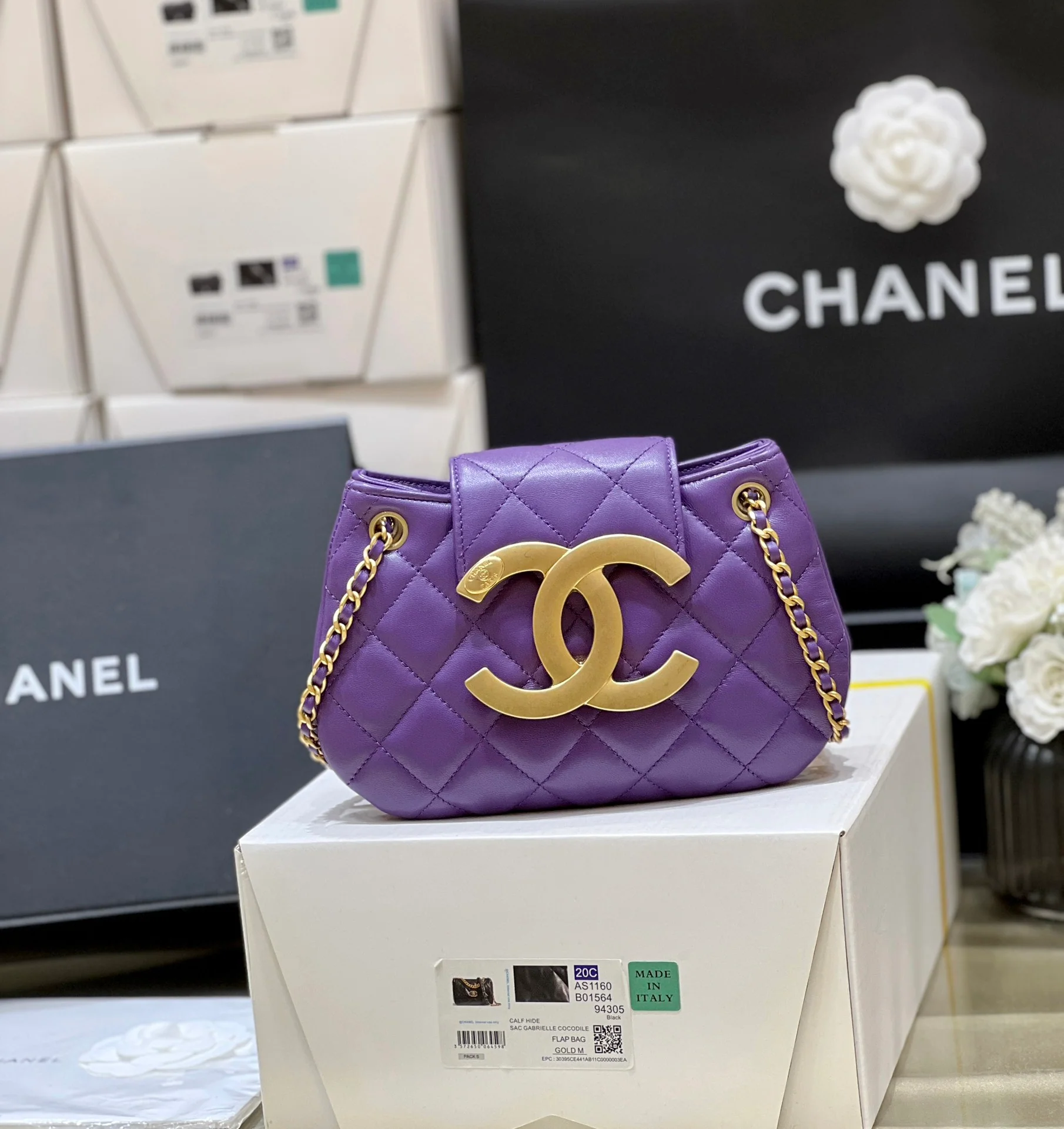 Новая коллекция Chanel ?Ранняя весна? — 24c — Большая ретро-сумка Double C — Мессенджер — Фиолетовая
