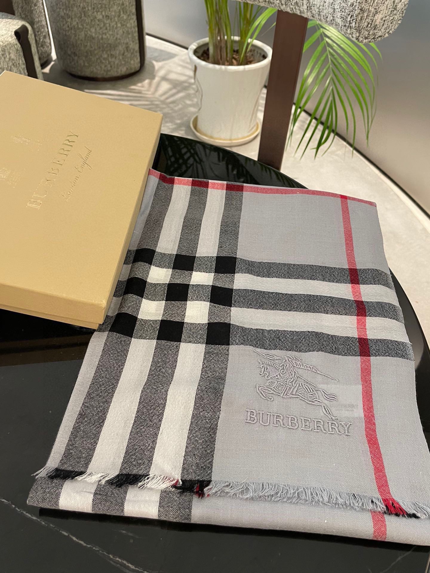 Классический клетчатый шарф для верховой езды Burberry - 80-190 см - Кашемир Кашмир Хайленд - 1 шт.