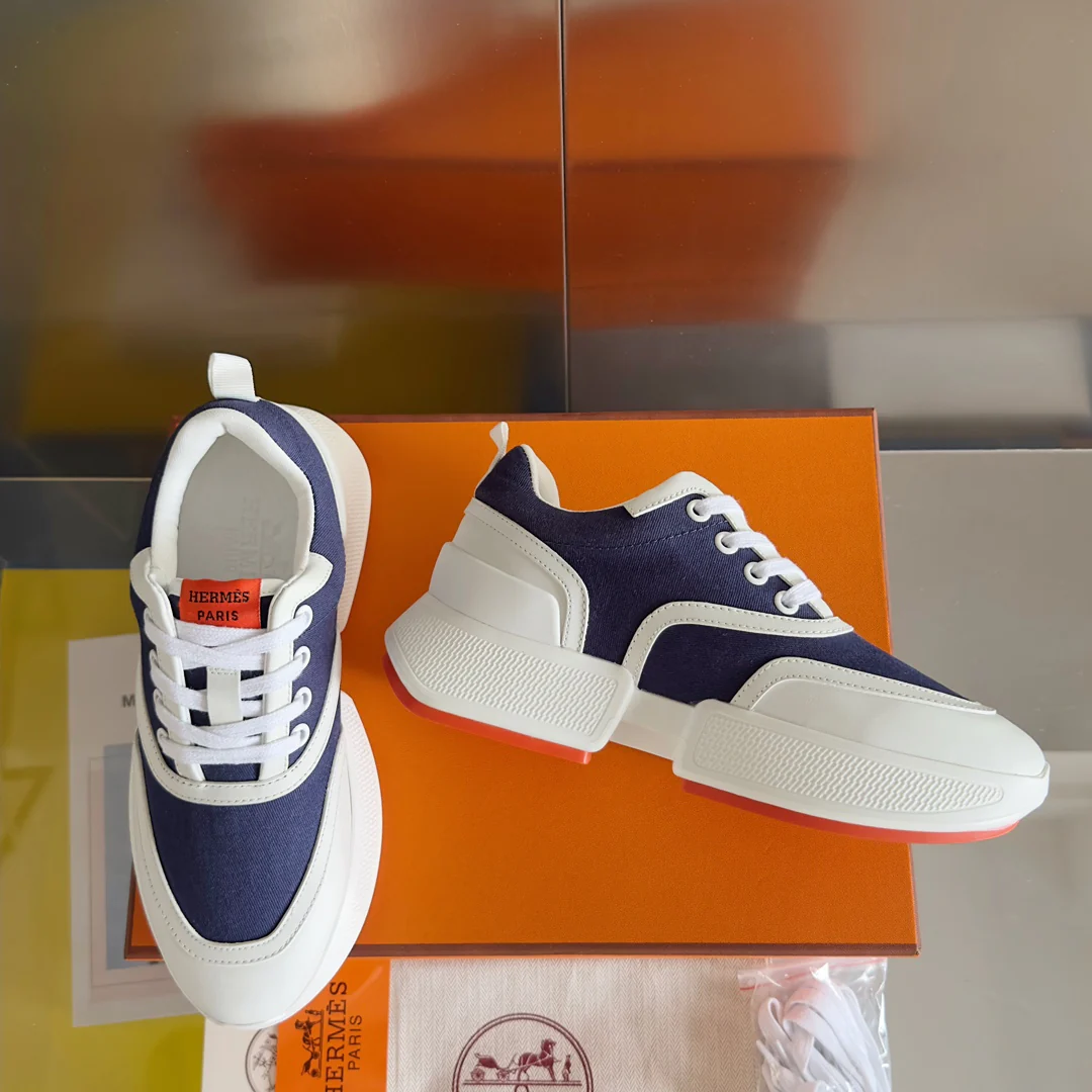 Новые повседневные кроссовки Hermes Giga Series 2023, унисекс, темно-синие.