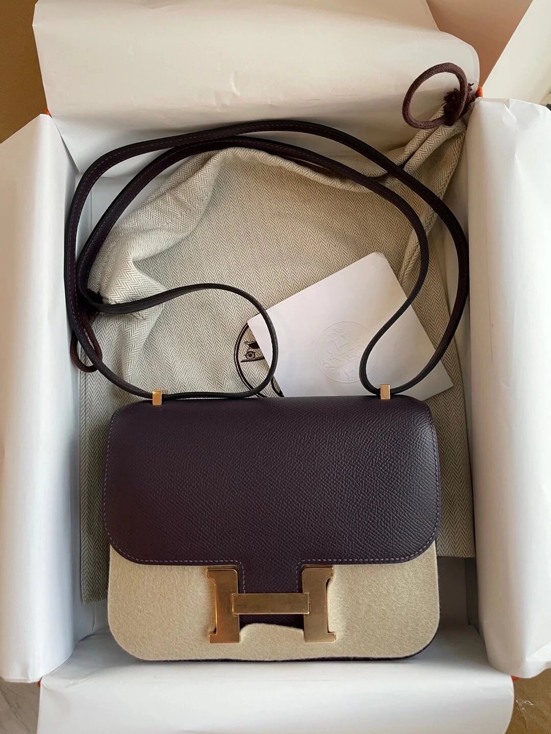 Hermes Constance 19 Epsom Mini Grape Purple Gold Buckle