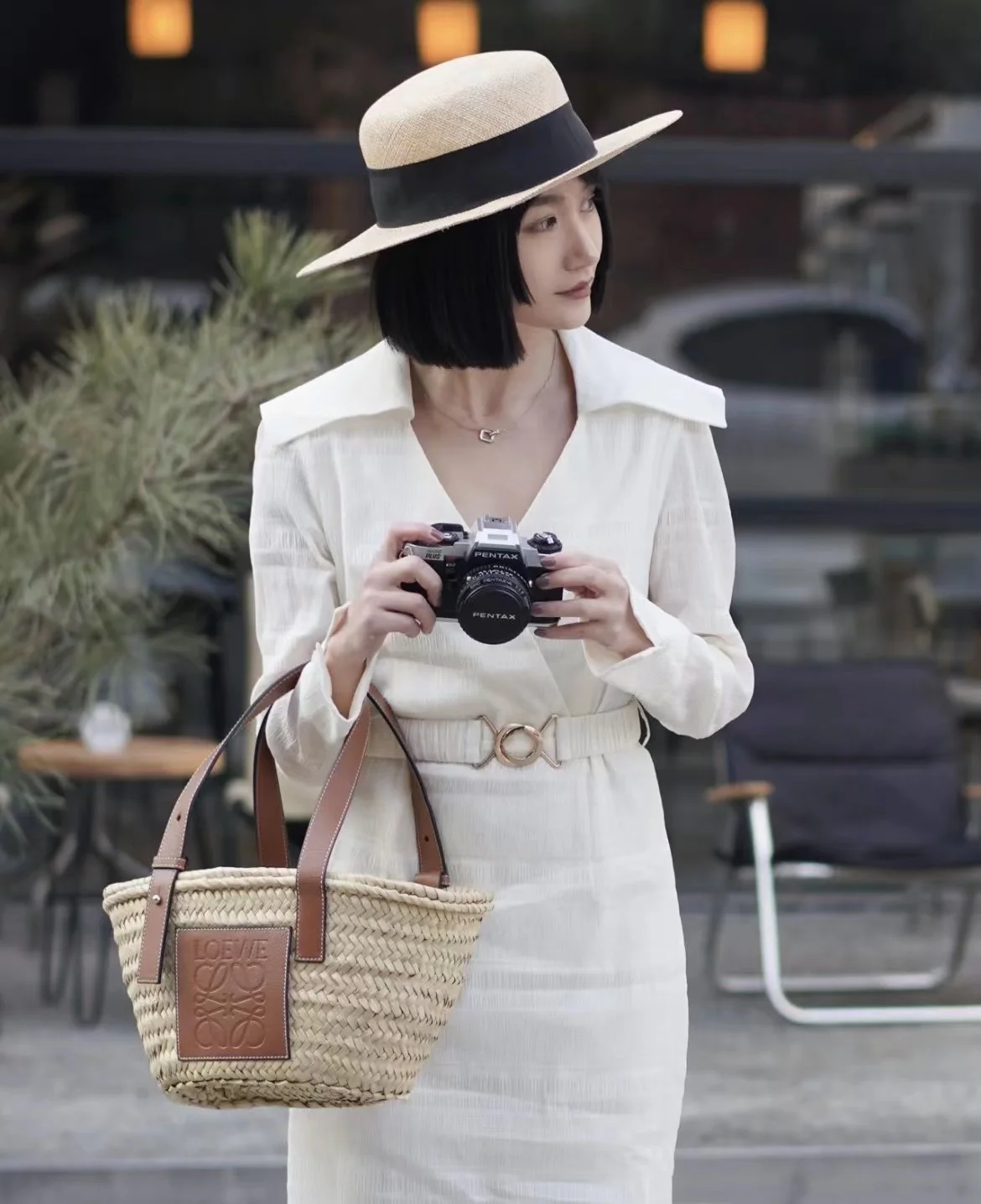 Соломенная сумка Loewe - 33 см - Маленькая - Коричневая