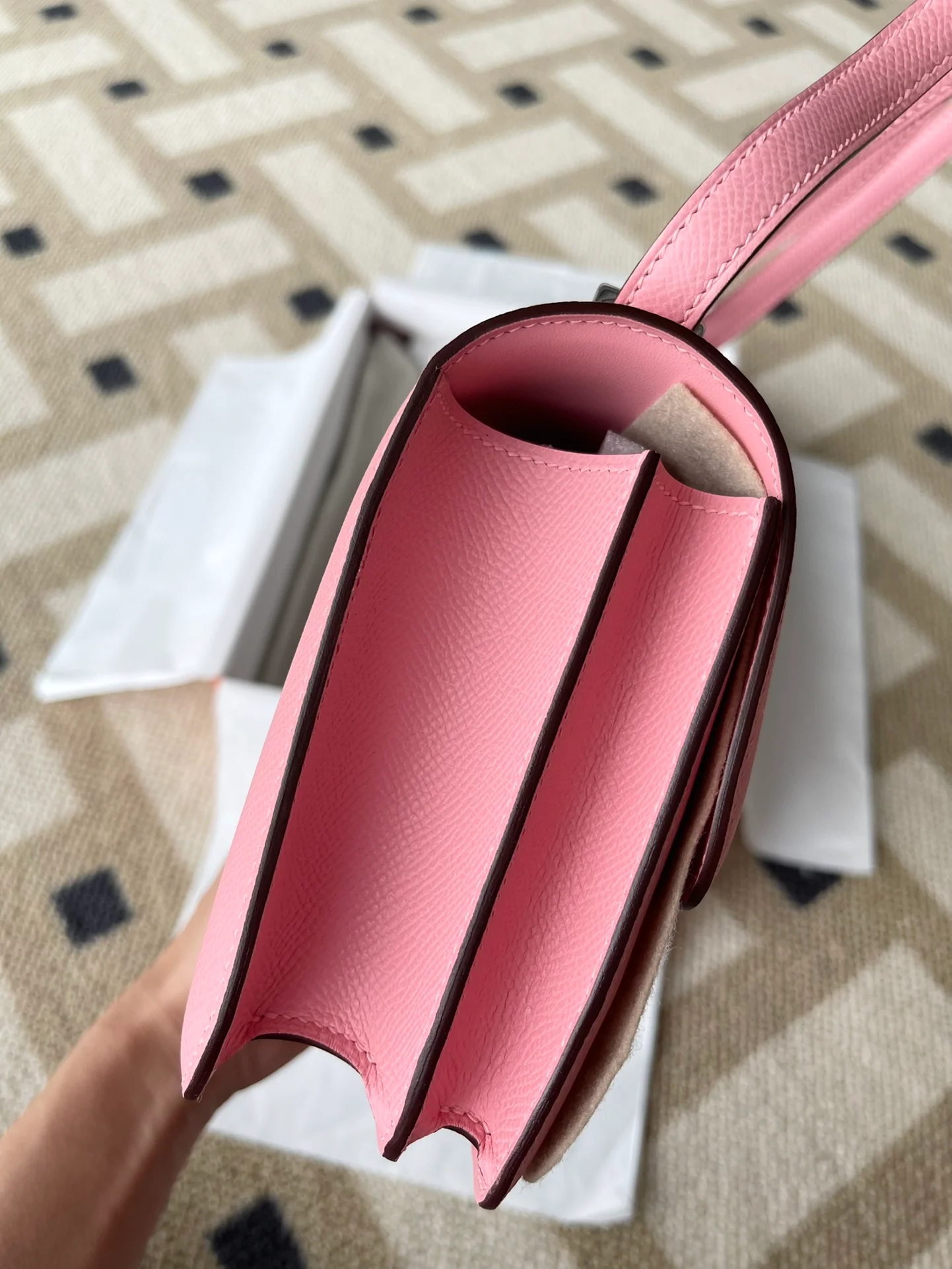 Hermes Constance Mini 1q Milkshake Powder Silver Buckle