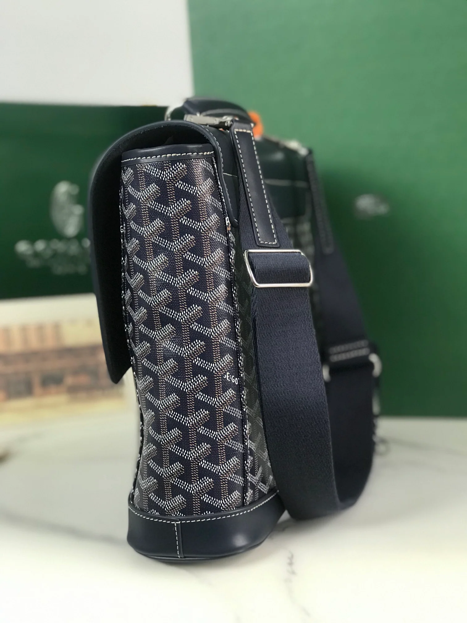 Сумка-мессенджер Goyard из льняного холста - темно-синяя