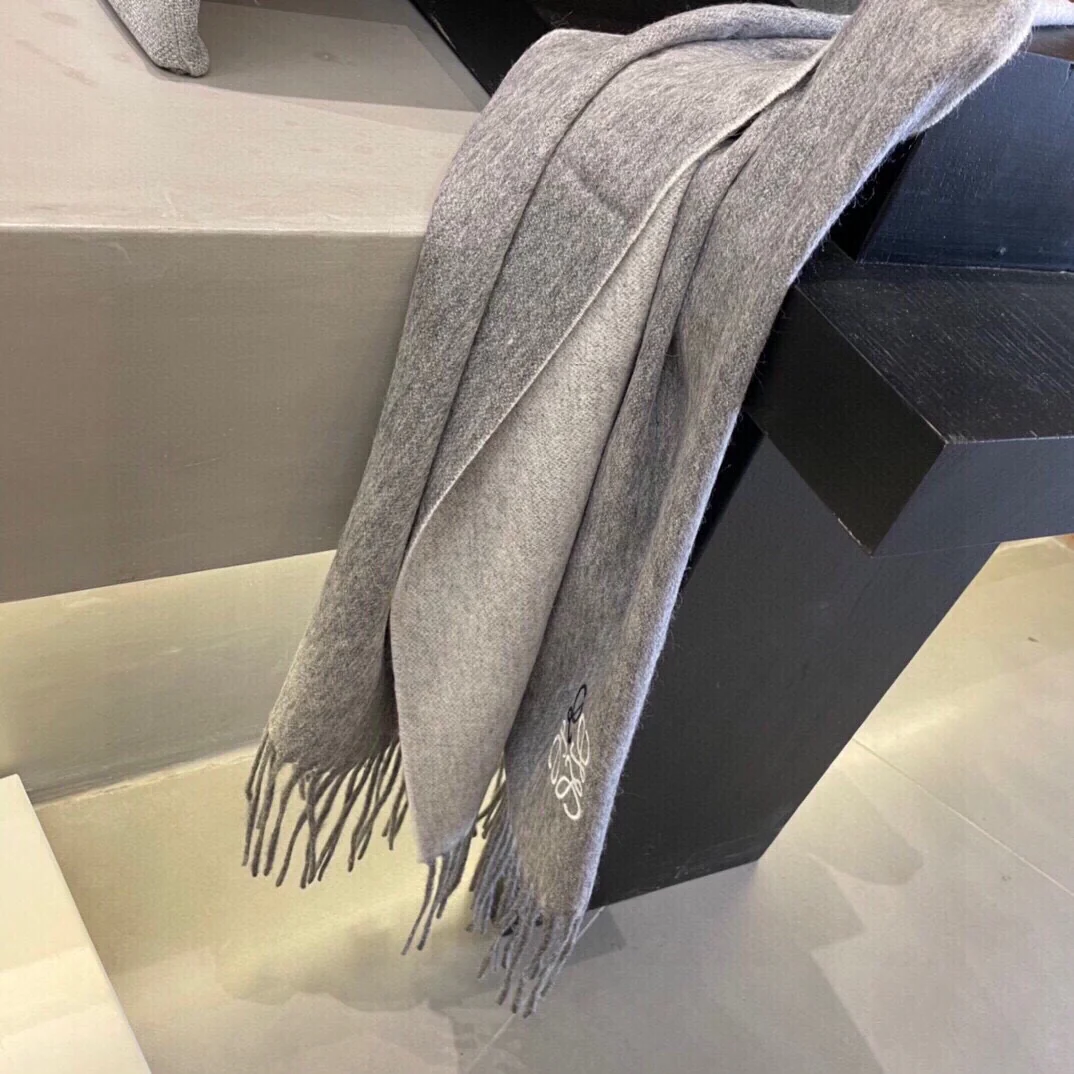 Шарф Lolwei с вышитым рисунком ?Водяная рябь? — 100 шт. — Кашемир — Серый