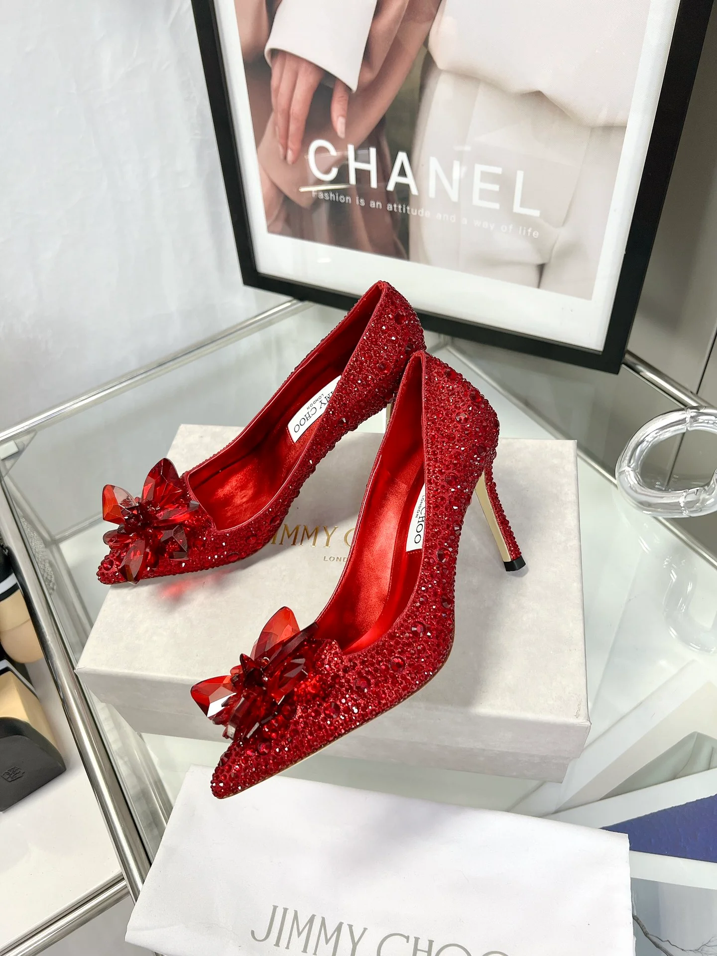 Свадебные туфли Jimmy Crystal - на высоком каблуке - красные