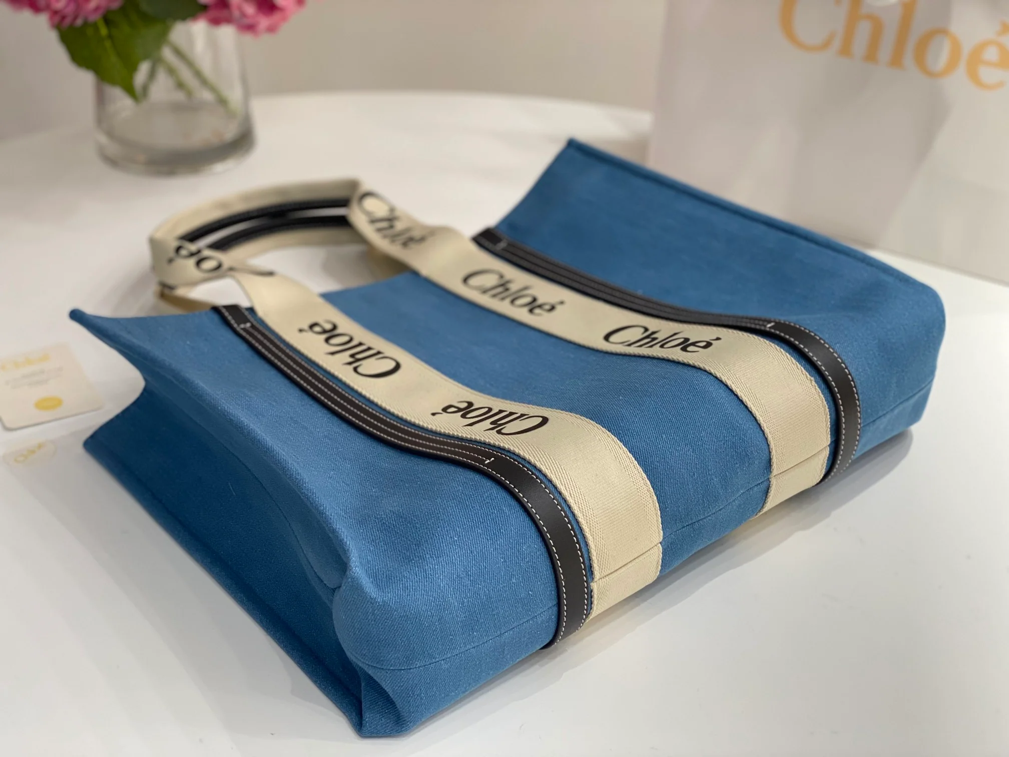 Сумка-тоут Chloe Woody - Большая - Джинсовый цвет