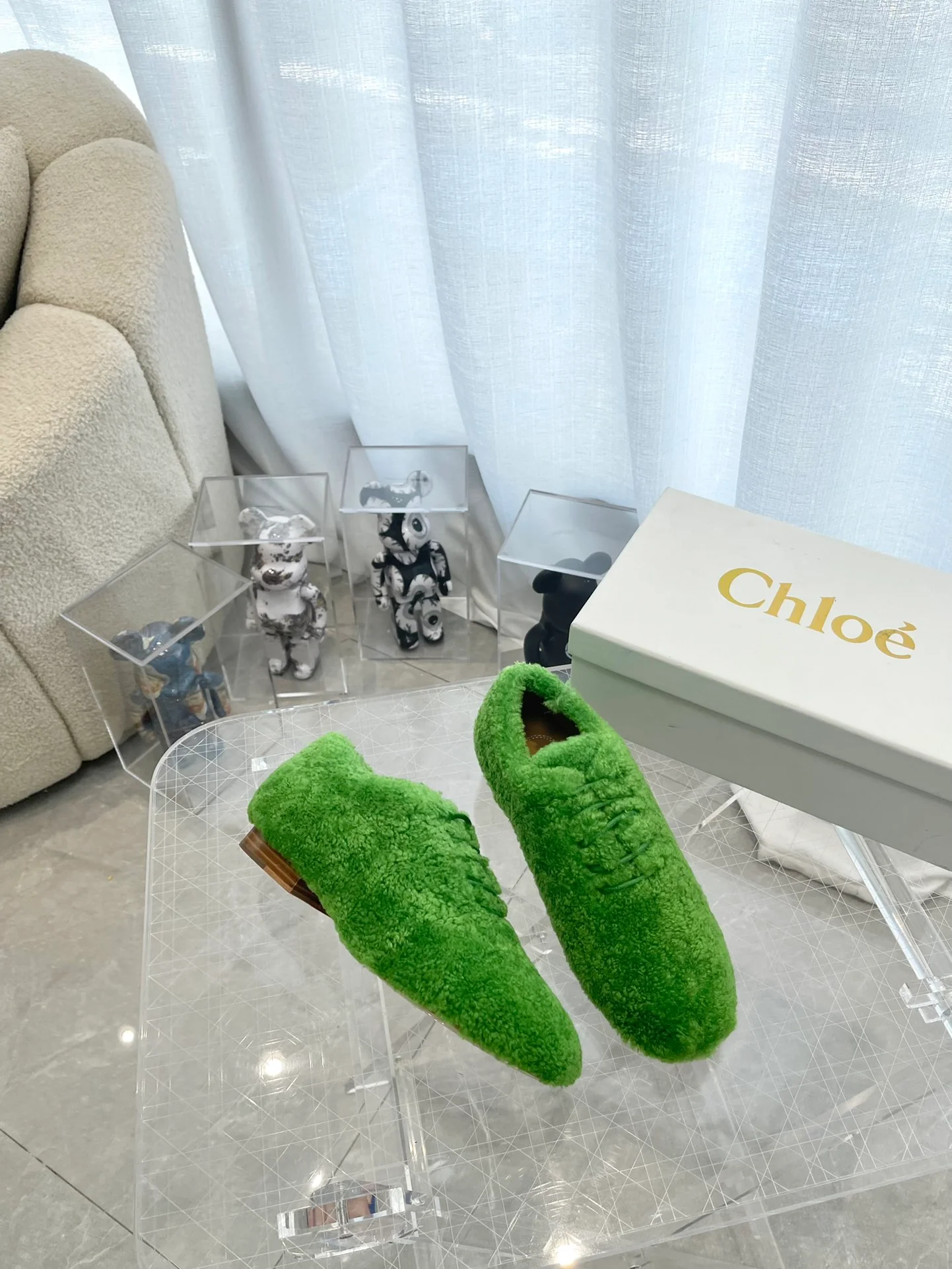 Туфли Chloe - Chloe - овечья шерсть - лоферы - зеленые