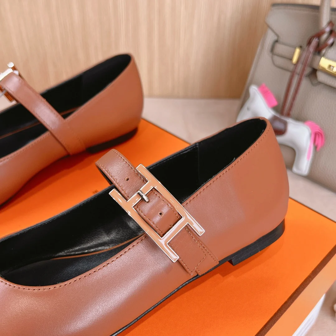 Балетки Hermes 2024 - коричневые