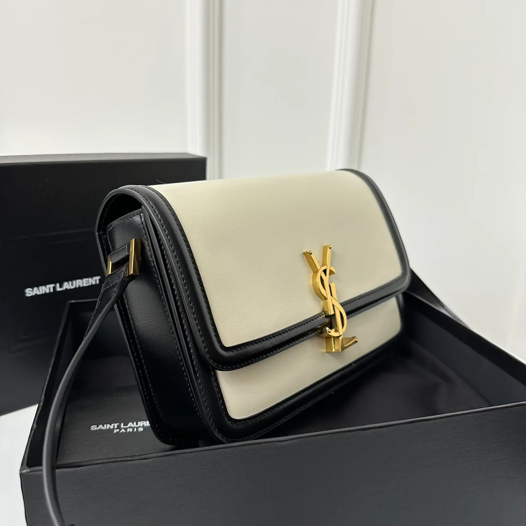 Сумка YSL Box Saint Laurent Tofu Bag Medium, черно-белая.