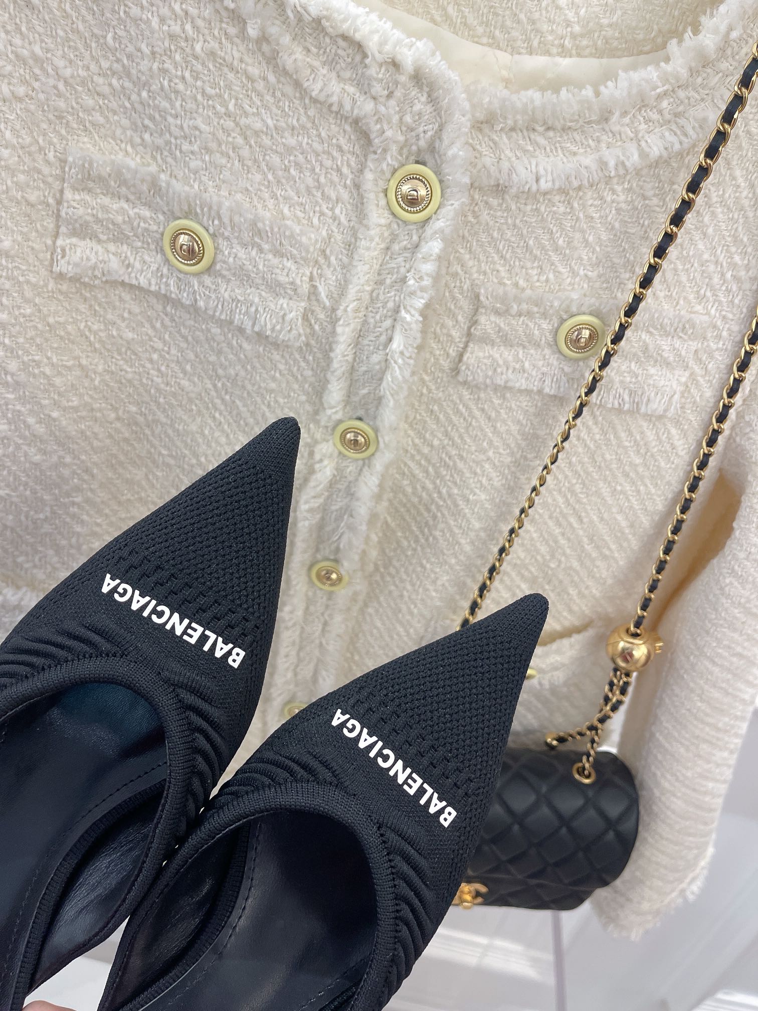 Balenciaga - Трикотажная ткань - Сандалии на низком каблуке - Черные