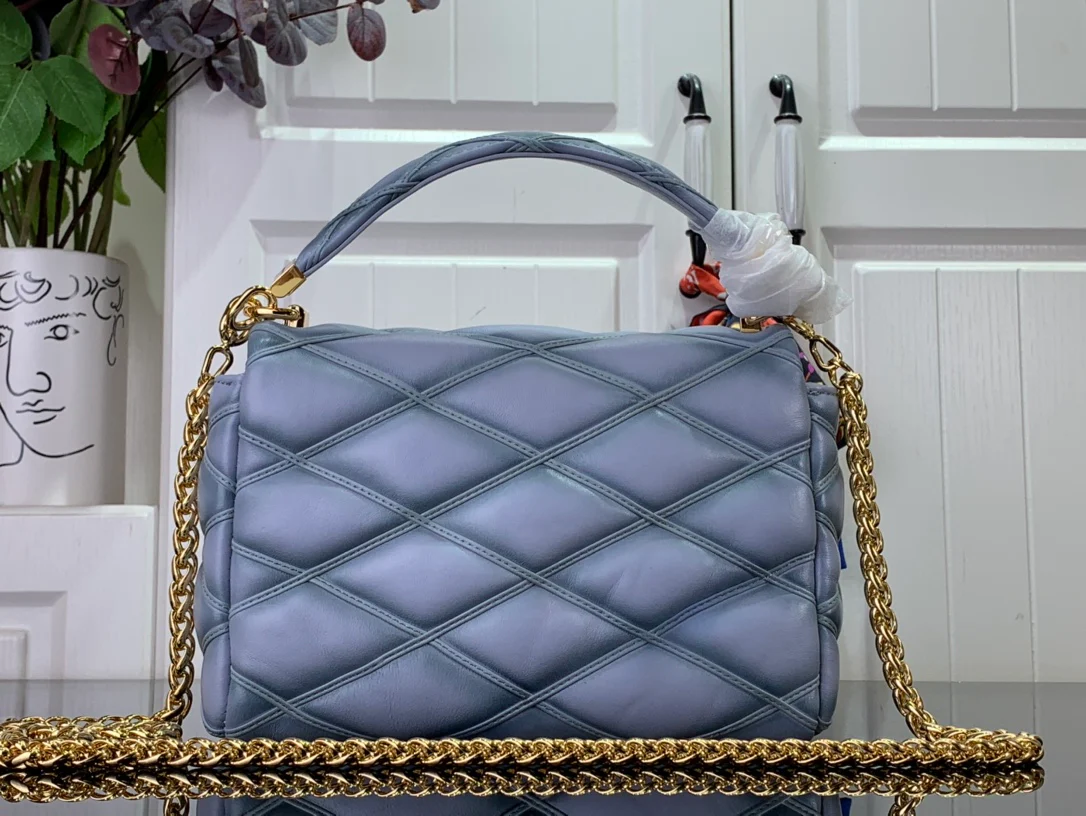 m25107-LV-Кварцевая сумка с тисненым узором и цепочкой, средне-серый