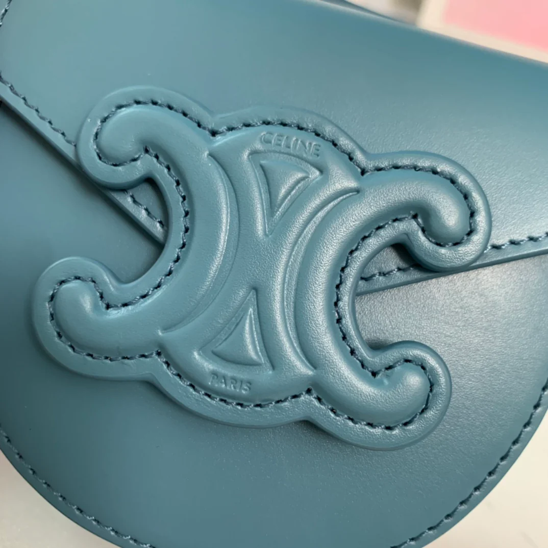 Седельная сумка Celine Cuir Besace - мини - синяя