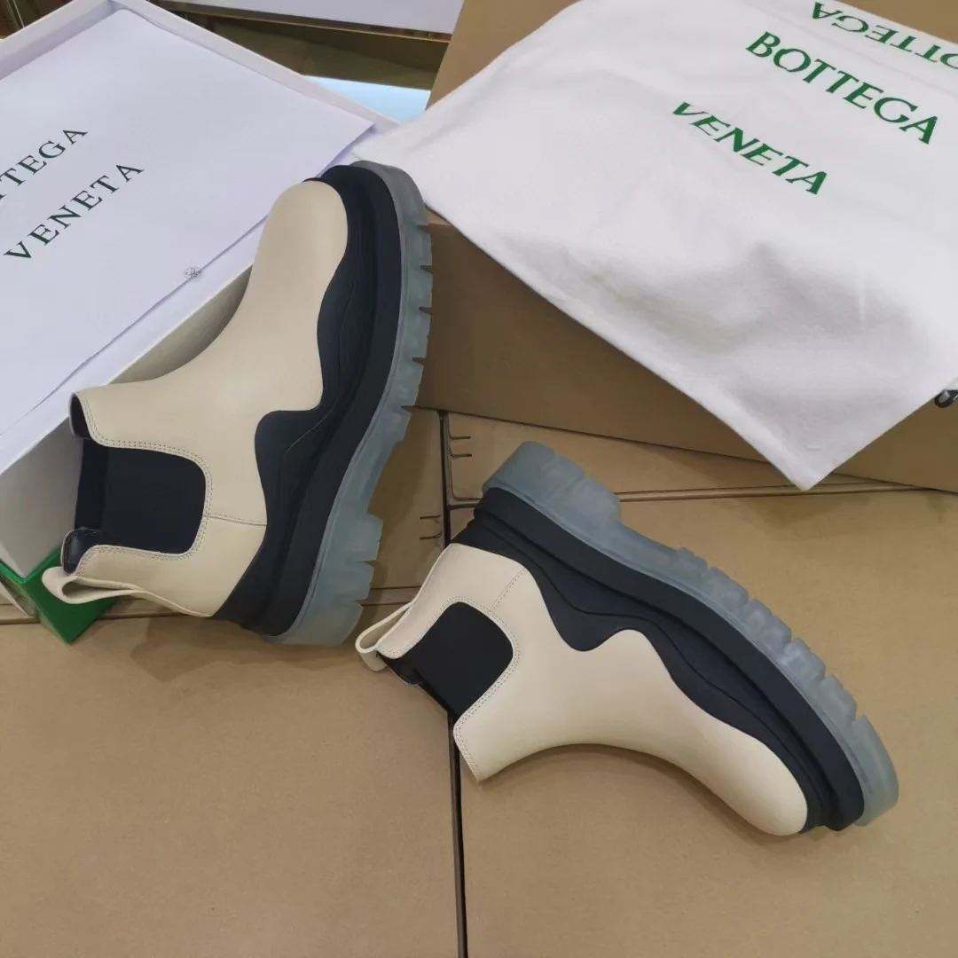 BV - Прозрачная подошва - Платформа - Белые ботинки - Высокие ботинки