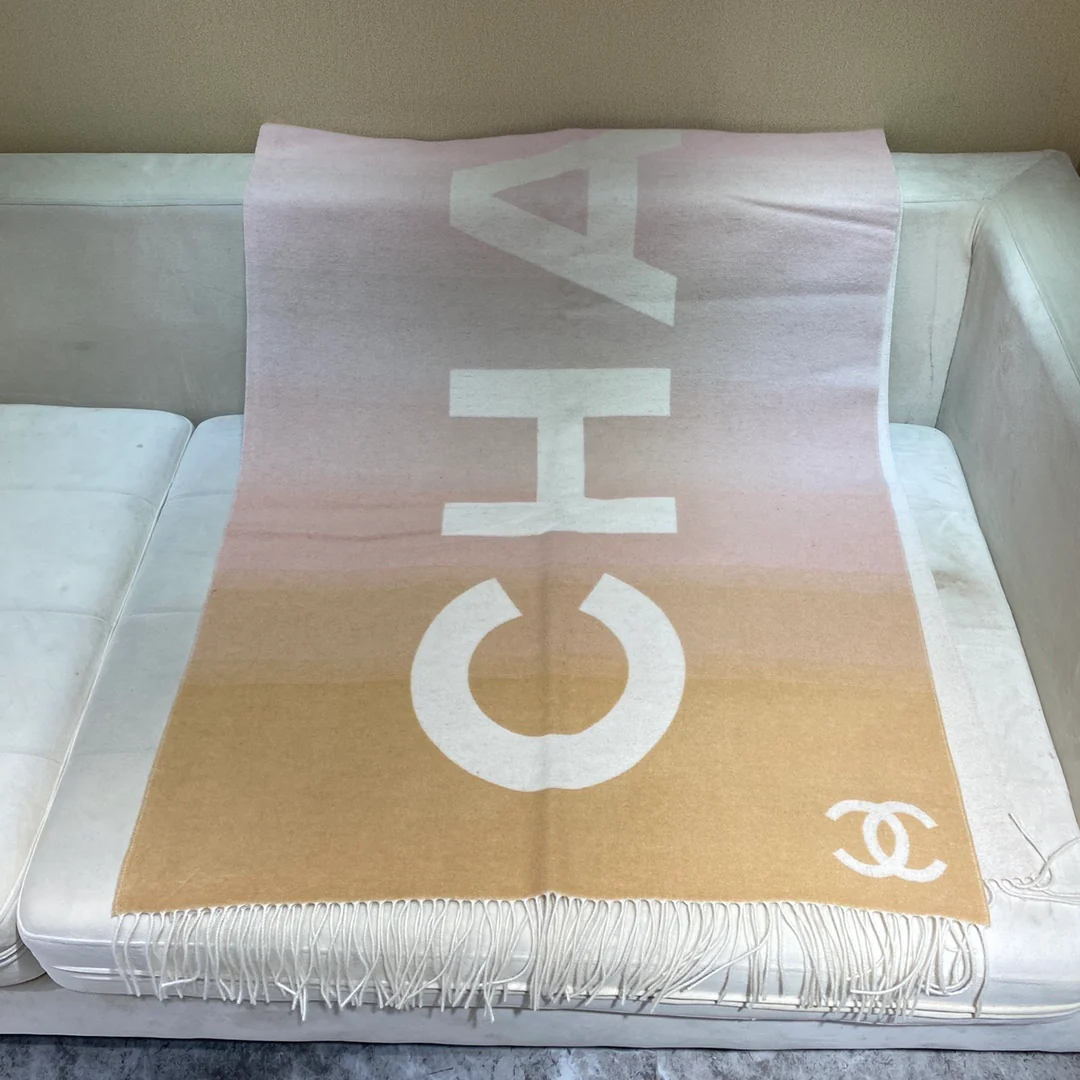 Шарф Chanel из шерсти и кашемира - 70 см x 200 см - абрикосовый