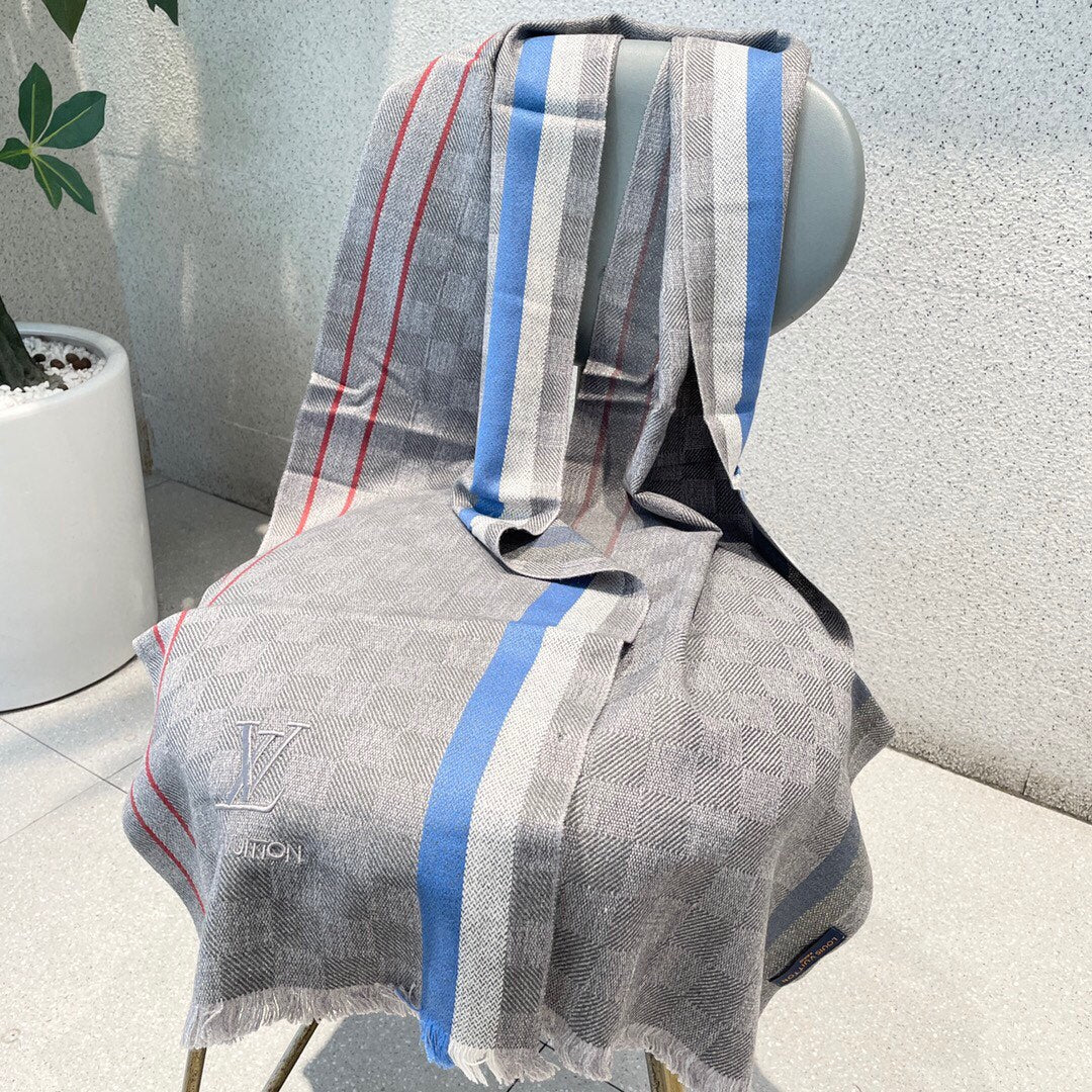 LV - Кашемировый шарф премиум-класса - 180 см - 32 см - 100% кашемир - серый