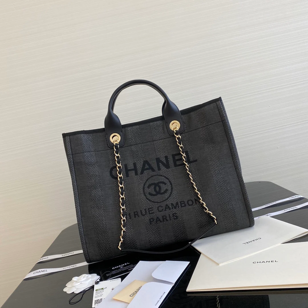 Большая черная пляжная сумка Chanel