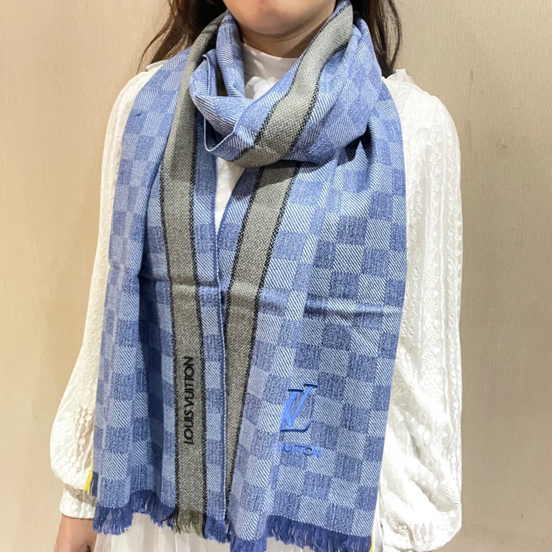 LV - Кашемировый шарф премиум-класса - 180 см - 32 см - 100% кашемир - Светло-голубой