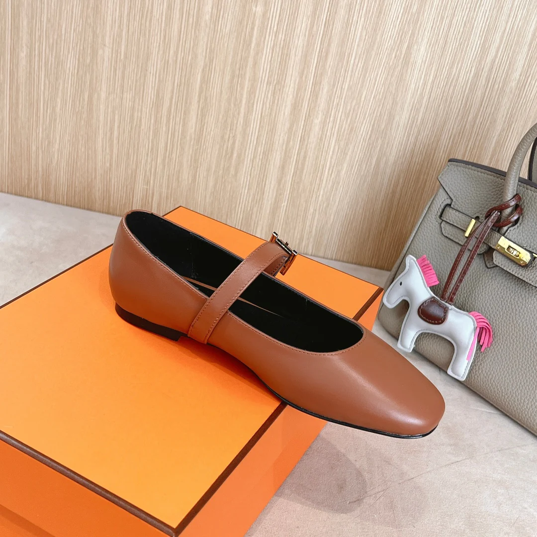 Балетки Hermes 2024 - коричневые