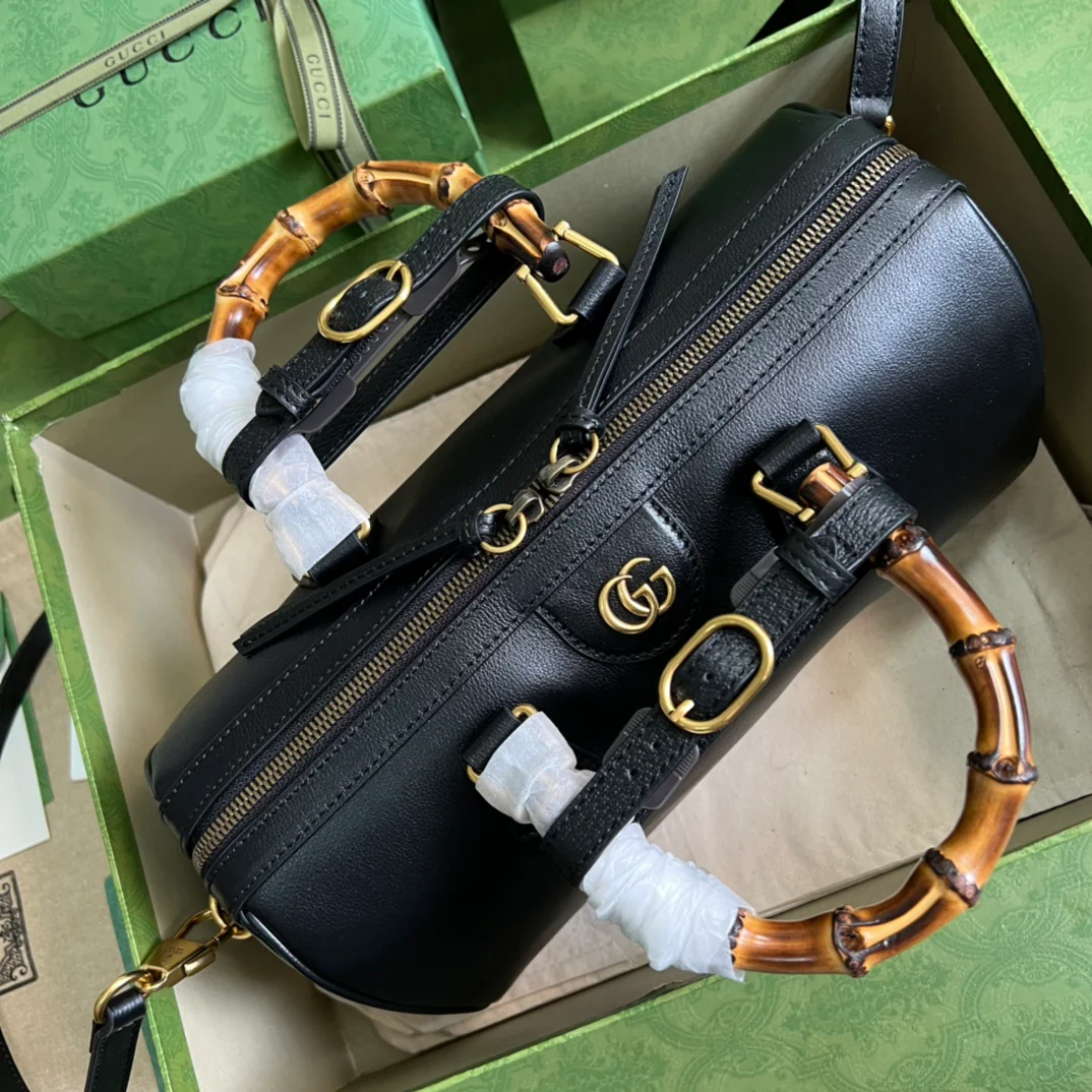 Сумка Gucci из бамбука - 30x18x15 см - Черная