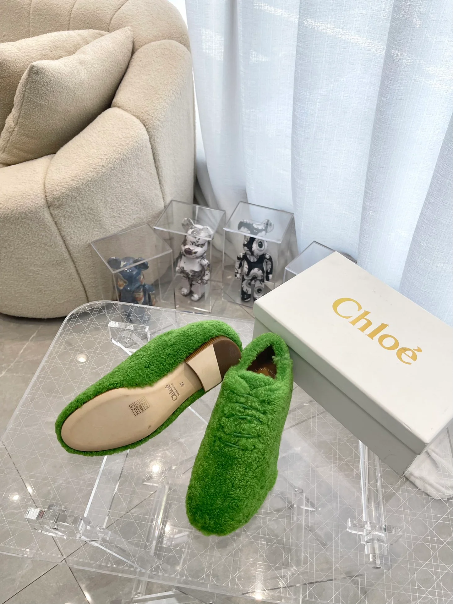 Туфли Chloe - Chloe - овечья шерсть - лоферы - зеленые